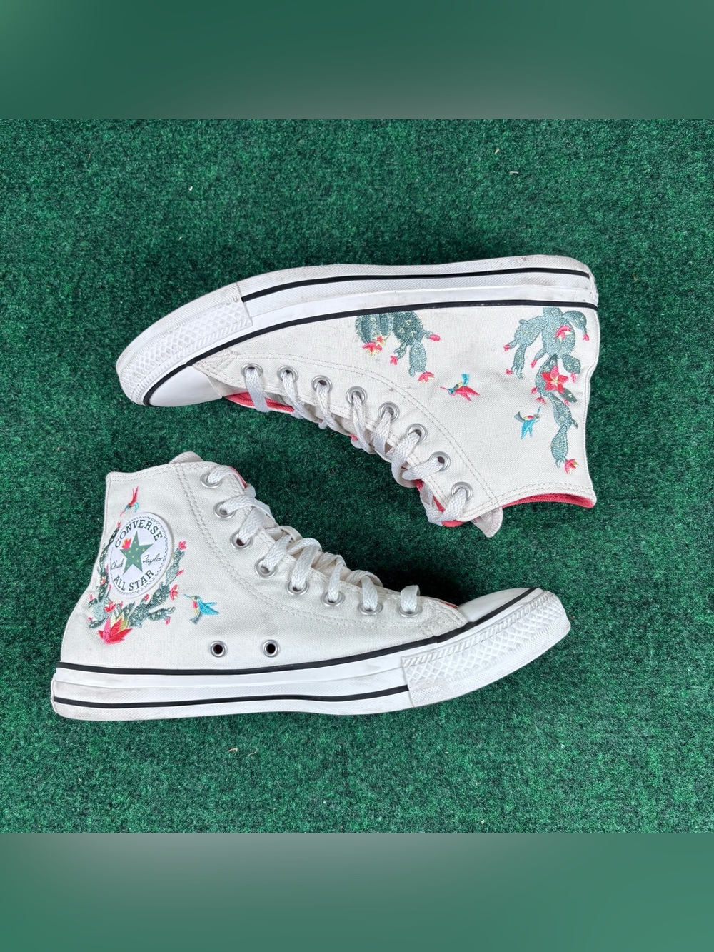 Women’s Converse Chuck Taylor All Star Hi Succulents Sneaker Vintage White Sz 10